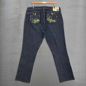 Apple Bottoms Jeans Dark Wash Yellow Embroidered Apple Pockets Size 16